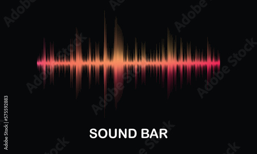 Abstract sound bar stripe lines colourful equalizer isolated on black background. Vector illustration in concept music, sound, technology.