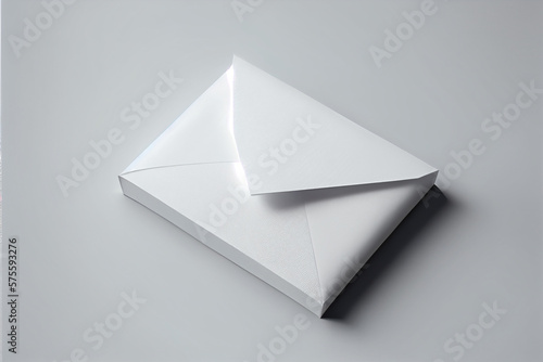 Opened envelope with blank card. Blank envelope with post card on background. AI Generated