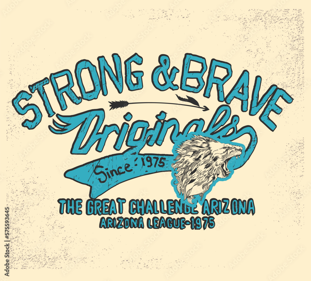 Obraz premium vintage tee print design with old typo and grunge effect texture