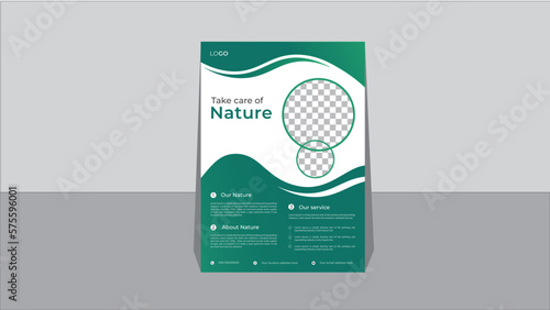Vector Nature flyer design, poster design nature, Modern green nature flyer design, leaflet print design, A4, cmyk