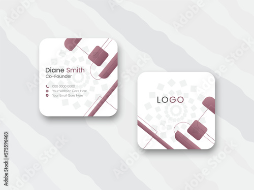 Rounded square business card design template, Digital business card design, creative modern design in square size
