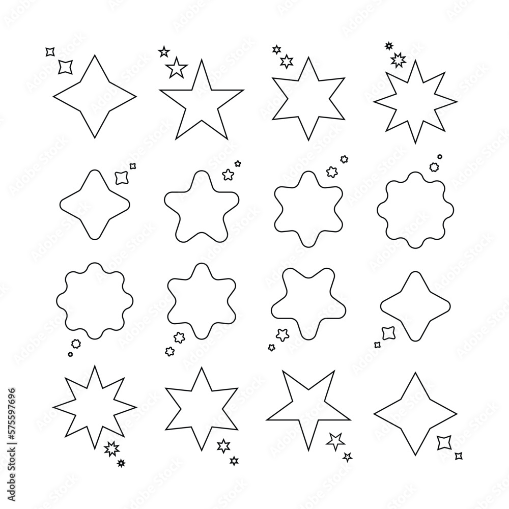 Shooting Stars Line Art Icon, Star Message Box, Set of Star Shapes, Stars Vector Collection, Simple outline symbols of stars. Shooting Stars Line Art Icon, Star Message Box, Set of Star Shapes, Stars Vector Collection, Simple outline symbols of stars.