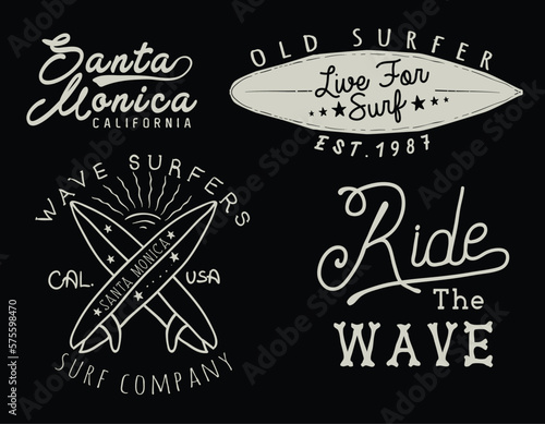 vintage style surfer vector set.