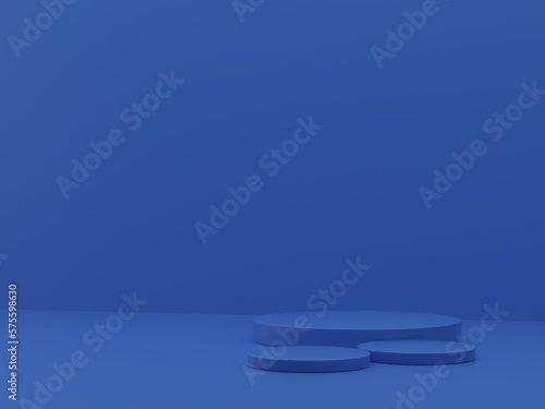 Blue podium abstract composition for product presentation 3d render 3d illustration