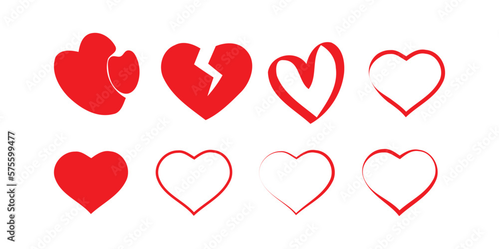 Red heart design icon flat.Modern flat valentine love sign.symbol for web site design, button to mobile app. Logo heart illustration,Trendy Broken hart, vector, heart, icon, card 