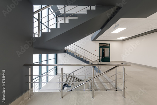 stairs emergency and evacuation exit stair in up ladder in a new office building