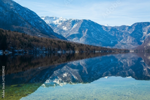 Beautiful Slovenian landscape Bohinj Lake with turquoise water.Triglav National Park  Julian Alps  Slovenia  Europe