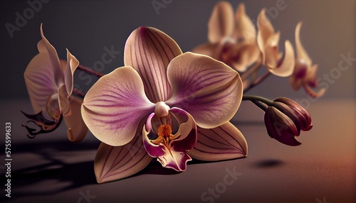 Orchid On Black Background - Generative AI