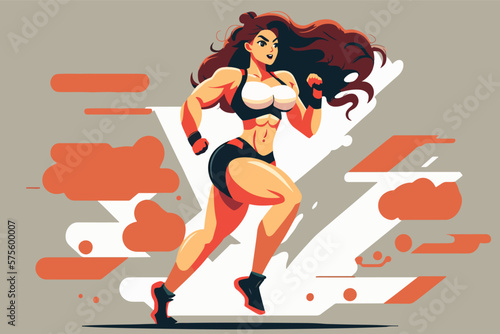 A beautiful young, fit woman running, Sport Beautiful. 2d Vector, flat illustration, flat, EPS 10.