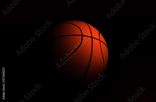 basketball ball on black background 3D render