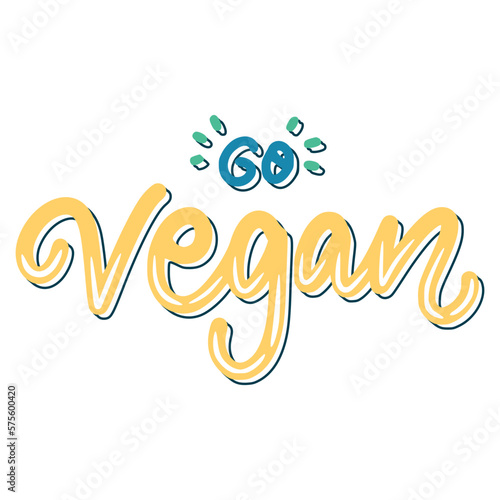 Go Vegan Sticker. Vegan Lettering Stickers
