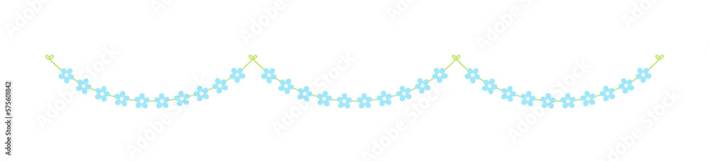 Cute spring floral garland illustration. Flower buntings for springtime designs.