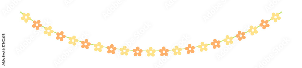 Cute spring floral garland illustration. Flower buntings for springtime designs.