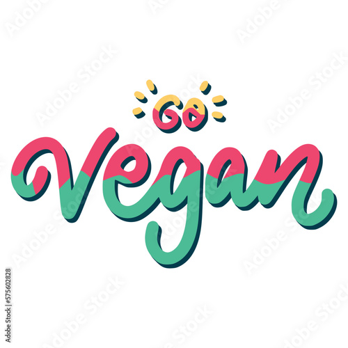 Go Vegan Sticker. Vegan Lettering Stickers