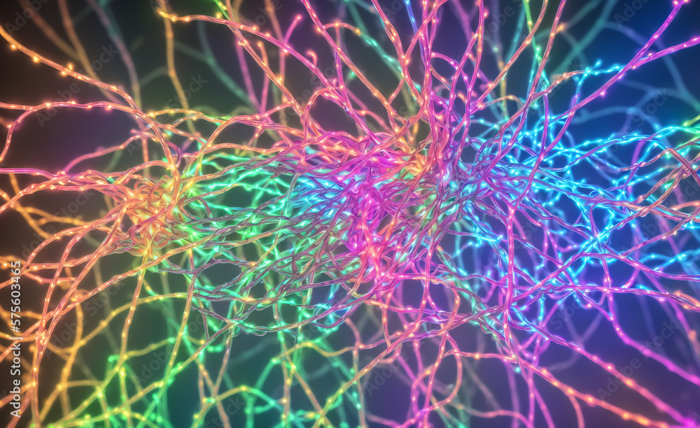 Image of the connections between neurons in the human brain. Generative AI	
