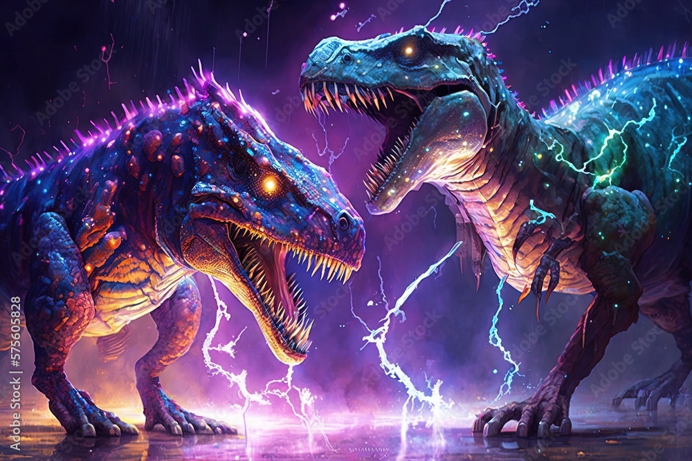 An Electrifying Elaboration of Time and Space: The Iridescent Dinosaurs Generative AI