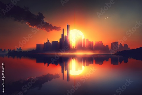 Harmonious Sunrise - Adorning the Skyline Generative AI