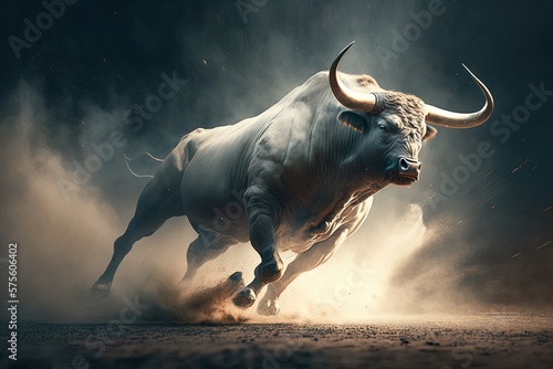 Magnificent Maneuvering: Captivating Illustration of a Running Bull Generative AI