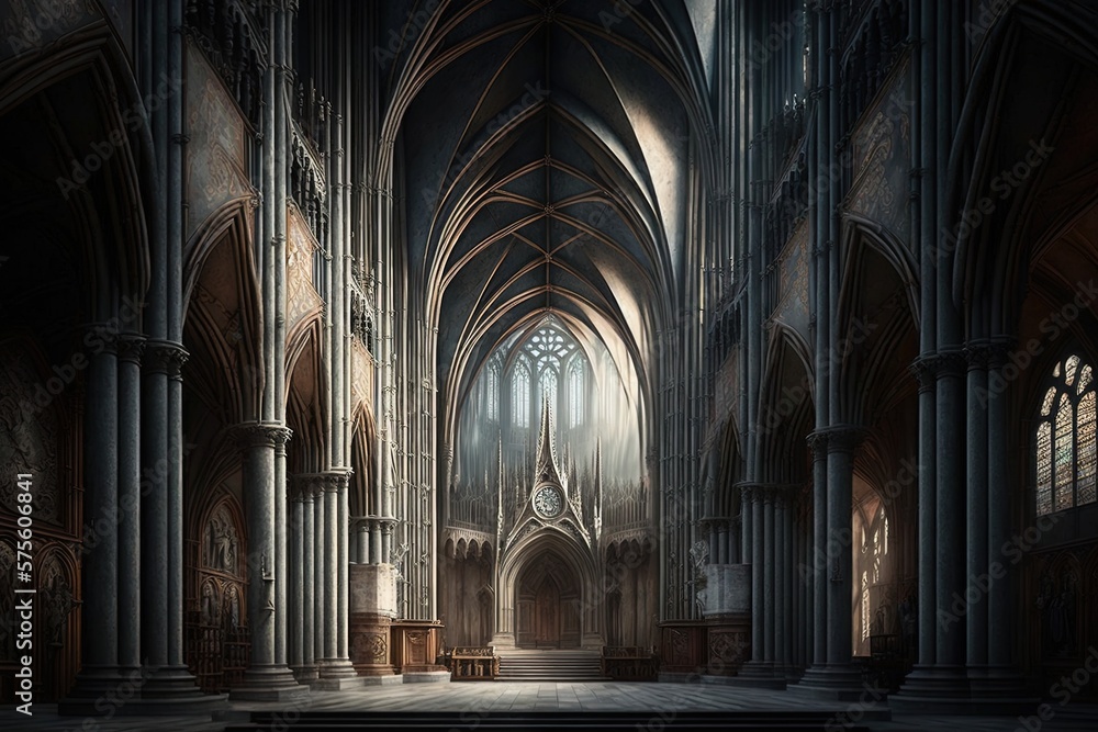 The Awe-Inspiring Gothic Splendor of a Sainted Cathedral Generative AI
