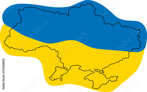 Map of Ukraine in yellow and blue colors