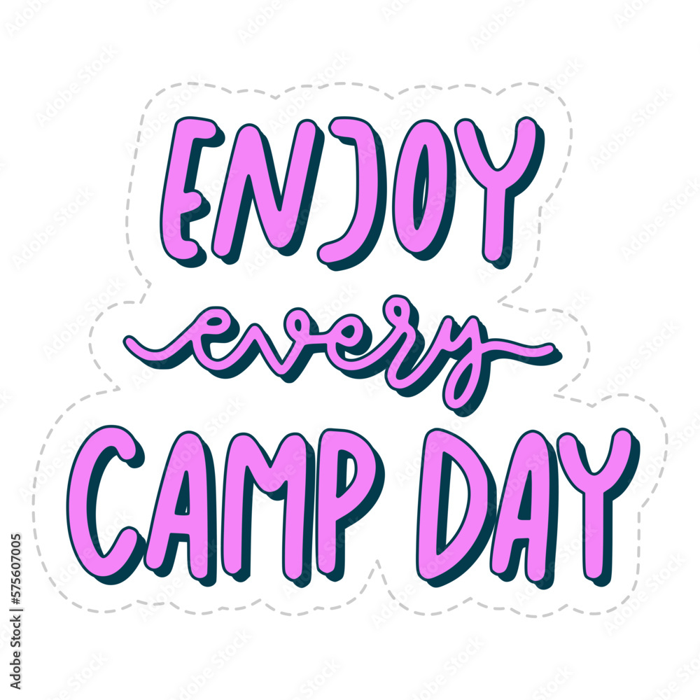 Enjoy Every Camp Day Sticker. Travel Lettering Stickers