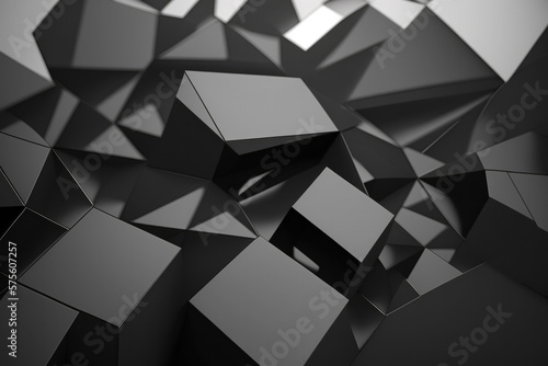 3D black abstract graphite figures background