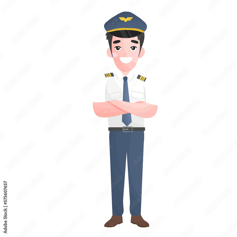 Pilot, capitan illustration cartoon character Pilot, capitan illustration cartoon character