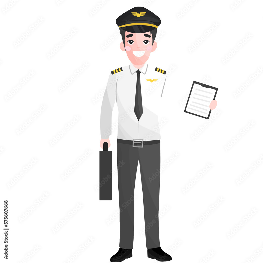 Pilot, capitan illustration cartoon character Pilot, capitan illustration cartoon character
