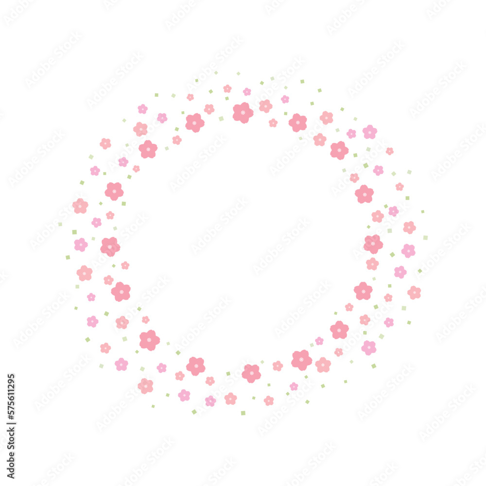 かわいい桜の花の丸いフレーム - 春のイメージの背景