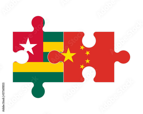 Puzzle of flags of Togo and China, vector