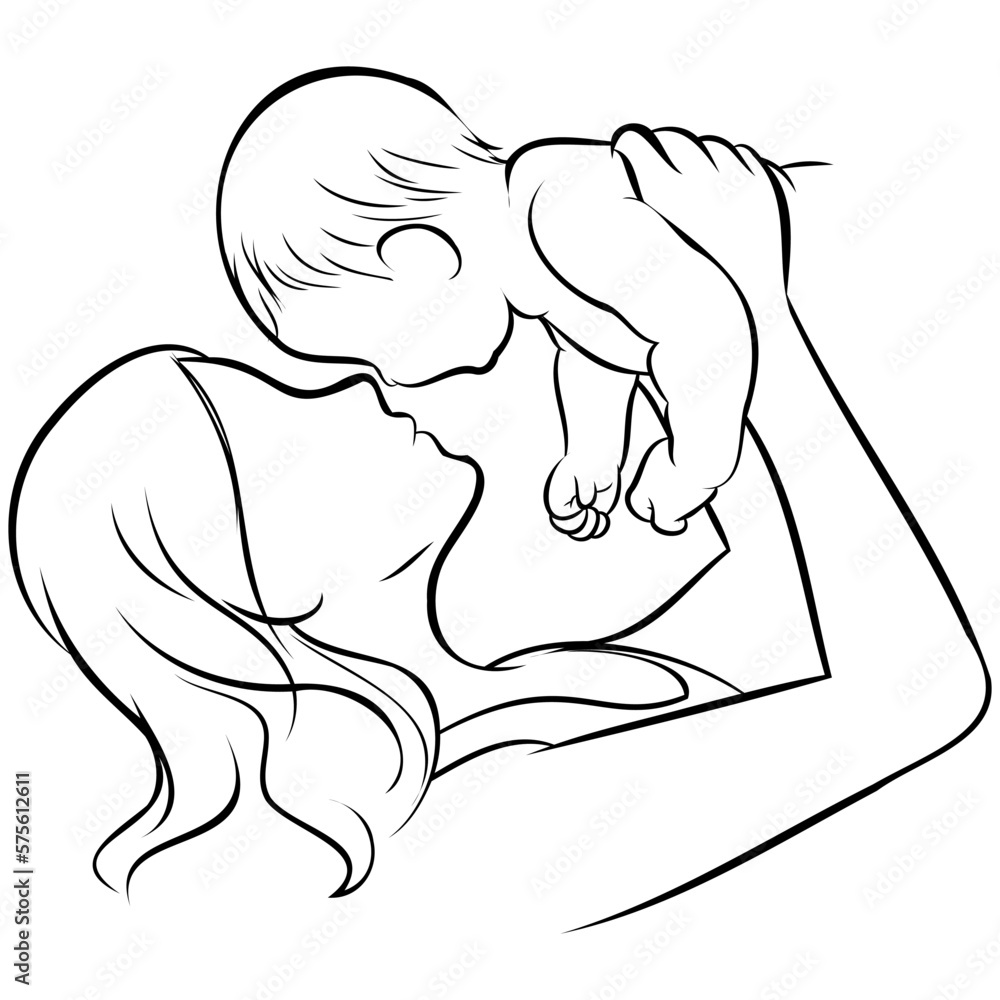 Mother and Kid Line Drawing. Mother and Kid Line Drawing.