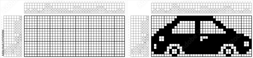Fototapeta premium Car Nonogram Pixel Art M_2302001