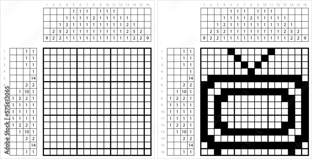 Fototapeta premium Tv Icon Nonogram Pixel Art M_2302002