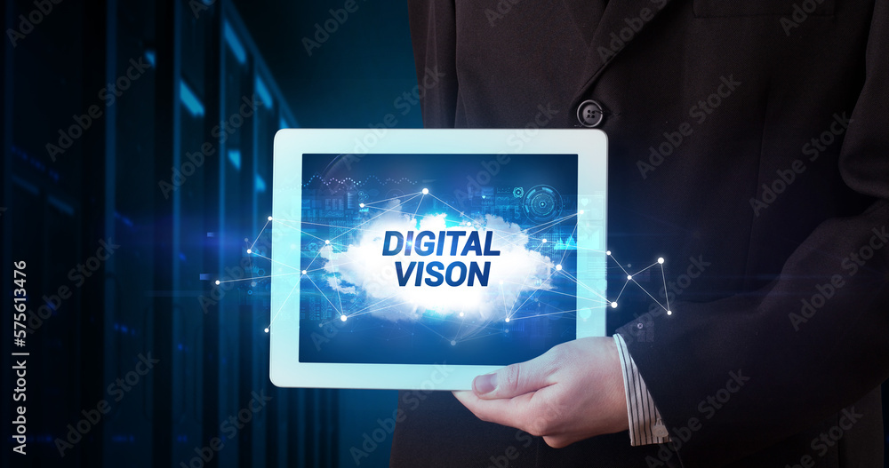 Person holding tablet, technology concept Person holding tablet, technology concept