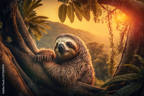 Sloth in the Tree Cuddles Generative AI