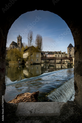 View on the medieval city of Moret sur Loing in Seine et Marne in France photo