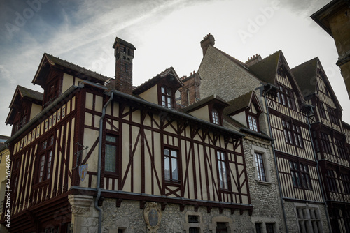 MORET SUR LOING - FRANCE - February 2023: View on the medieval city of Moret sur Loing in Seine et Marne in France with his timbered house photo