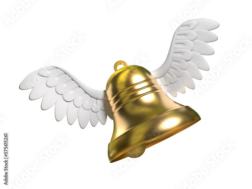 flying easter golden bell wich wings photo