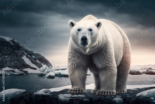 The Graceful March of a Polar Bear Across the Frozen Tundra Generative AI