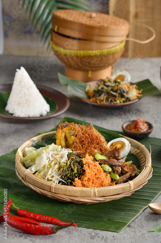 Urap is an Indonesian salad dish of steamed vegetables mixed with seasoned and dressed by coconut. Urap can be eaten as a salad for vegetarian or as a side dish.
