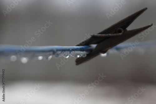 Raindrops on a clothesline