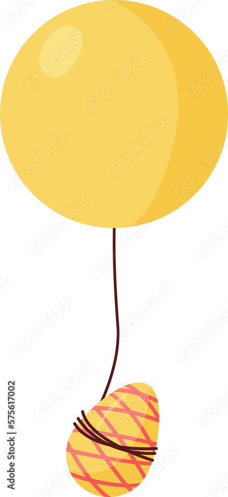 Flying Yellow Egg on Yellow Air Balloon. PNG