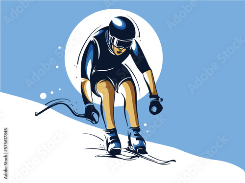 vector set of skiing logos, emblems and design elements