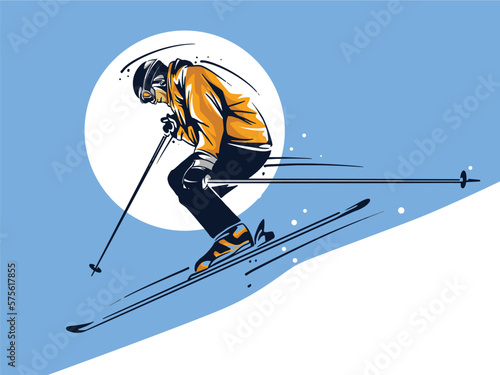 vector set of skiing logos, emblems and design elements