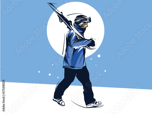 vector set of skiing logos, emblems and design elements