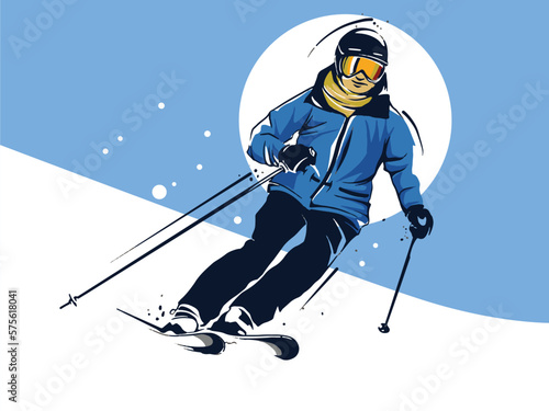 vector set of skiing logos, emblems and design elements