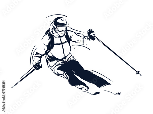vector set of skiing logos, emblems and design elements