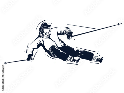vector set of skiing logos, emblems and design elements