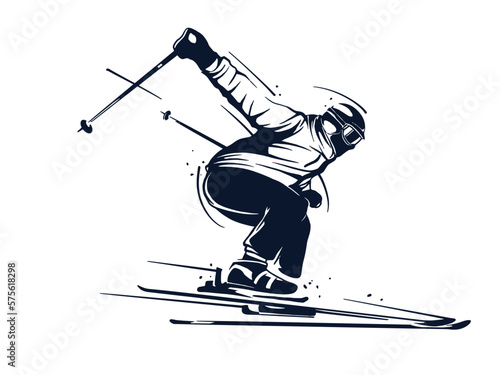 vector set of skiing logos, emblems and design elements