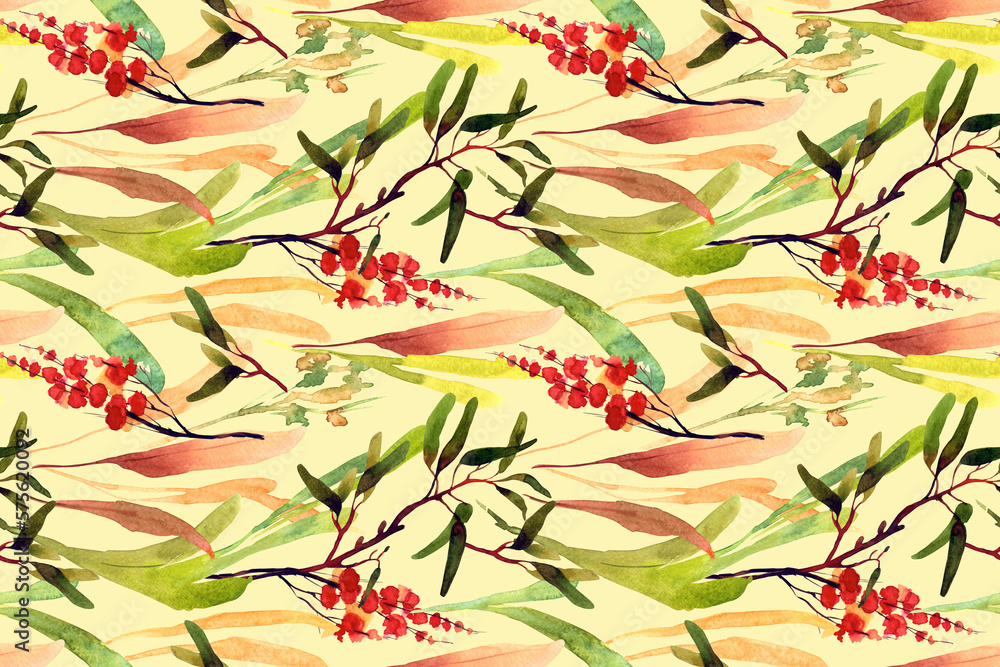 Delicate watercolor seamless pattern on a light background. Fabrics, textiles, wrapping paper. Bed linen, sheets, pillows.